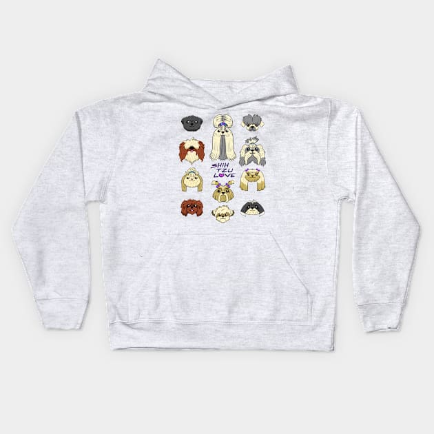 Shih Tzu Love Kids Hoodie by Pingolito